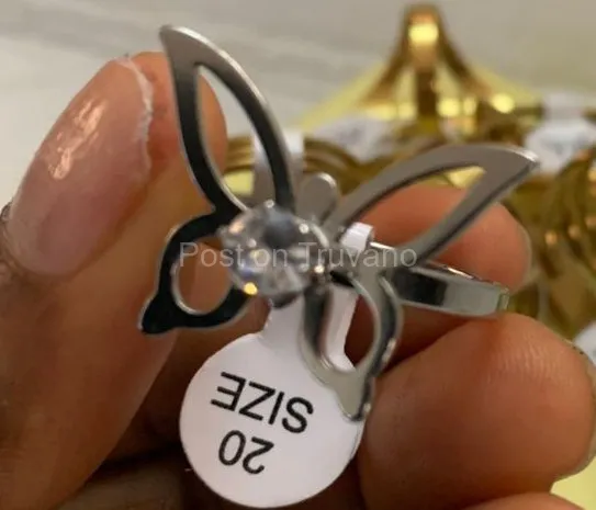 silver-toned open butterfly ring