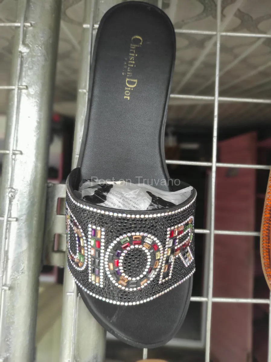Black Christian Dior flat sandals